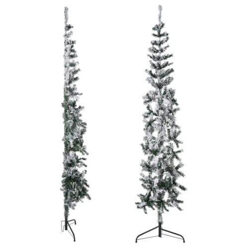 Slim Artificial Half Christmas Tree with Flocked Snow 180cm - Image 2