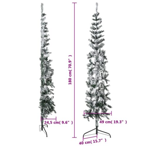Slim Artificial Half Christmas Tree with Flocked Snow 180cm - Image 8