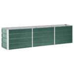 Garden Raised Bed Galvanised Steel 240x40x45cm Green