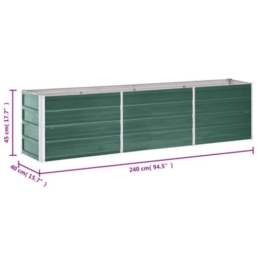 Garden Raised Bed Galvanised Steel 240x40x45cm Green - Image 6