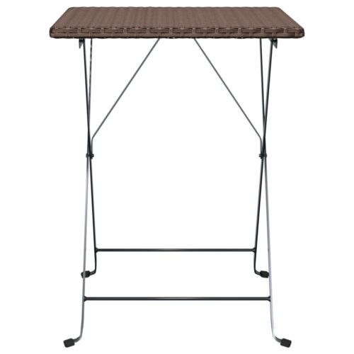 Folding Bistro Table Brown 55x54x71cm Poly Rattan - Image 3