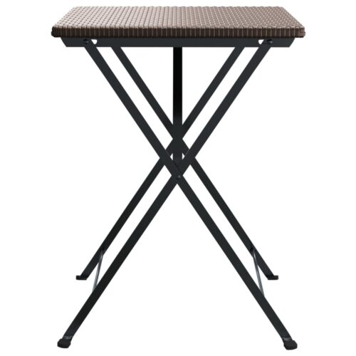 Folding Bistro Table Brown 55x54x71cm Poly Rattan - Image 4