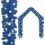 Christmas Garland with LED Lights 10m Blue