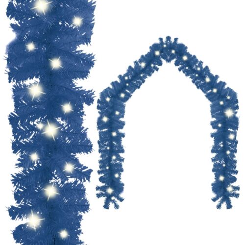 Christmas Garland with LED Lights 10m Blue