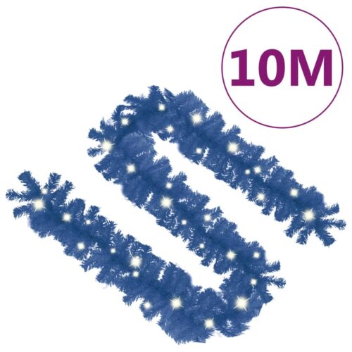 Christmas Garland with LED Lights 10m Blue - Image 7