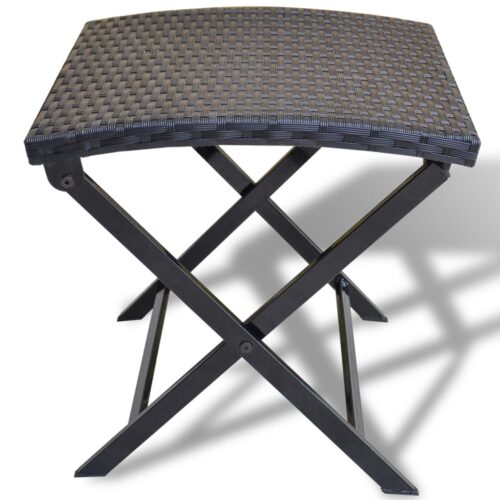 Folding Stool Poly Rattan Black - Image 2