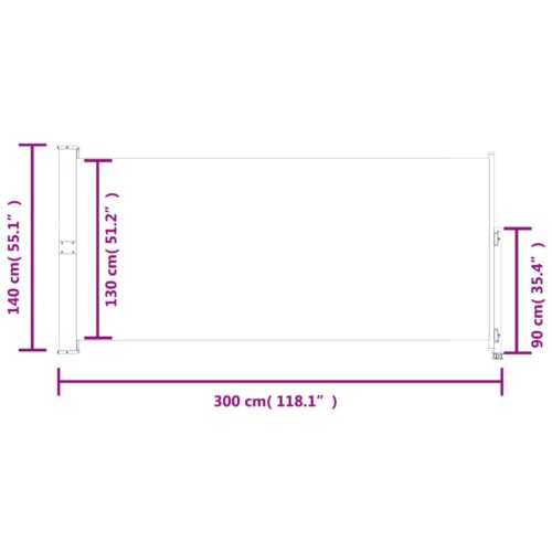 Patio Retractable Side Awning 140 x 300cm Grey - Image 8