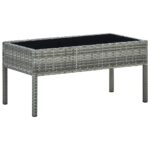 Garden Table Grey 75x40x37cm Poly Rattan