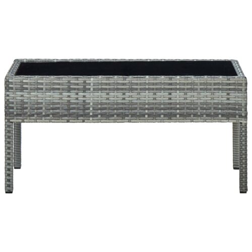 Garden Table Grey 75x40x37cm Poly Rattan - Image 2