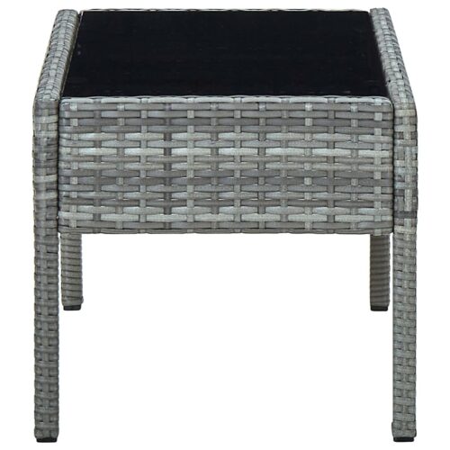 Garden Table Grey 75x40x37cm Poly Rattan - Image 3