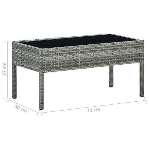Garden Table Grey 75x40x37cm Poly Rattan - Image 5