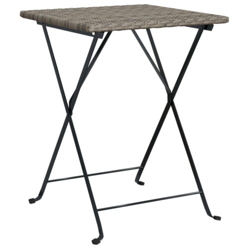 Folding Bistro Table Grey 55x54x71cm Poly Rattan