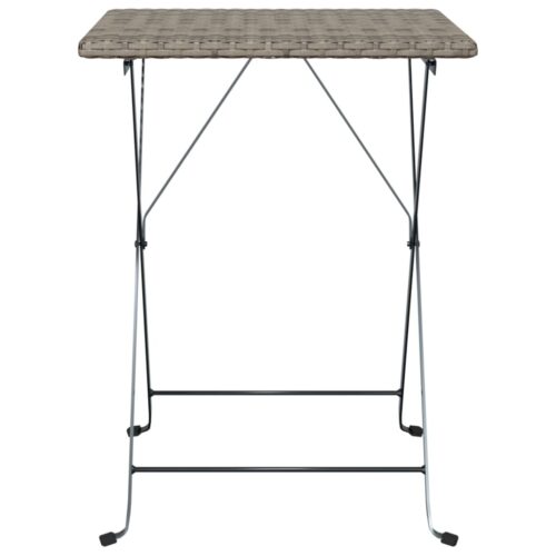 Folding Bistro Table Grey 55x54x71cm Poly Rattan - Image 3