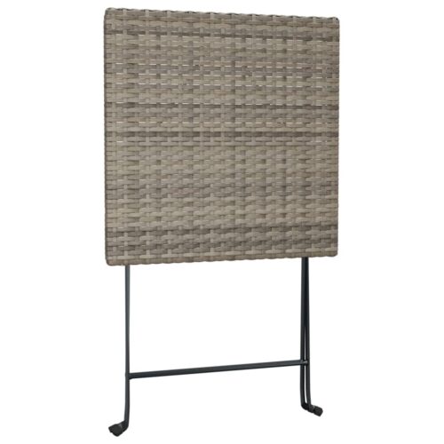 Folding Bistro Table Grey 55x54x71cm Poly Rattan - Image 6