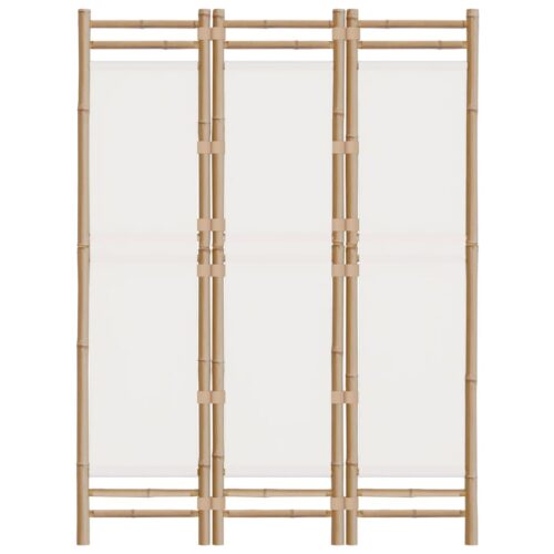 Folding 3-Panel Room Divider 120cm Bamboo Canvas - Image 4