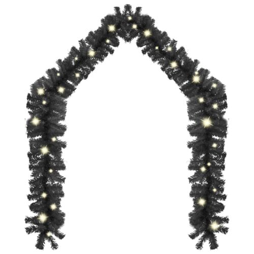 Christmas Garland with LED Lights 10m Black - Image 2