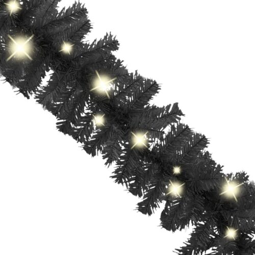 Christmas Garland with LED Lights 10m Black - Image 3