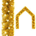 Christmas Garland with LED Lights 10m Gold