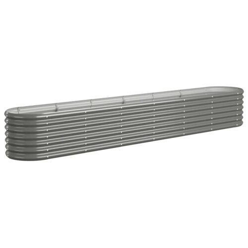 Garden Raised Bed Powder-Coated Steel 260x40x36cm Grey