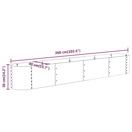 Garden Raised Bed Powder-Coated Steel 260x40x36cm Grey - Image 7
