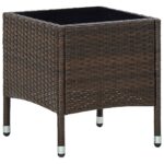Garden Table Brown 40x40x45cm Poly Rattan