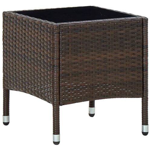 Garden Table Brown 40x40x45cm Poly Rattan