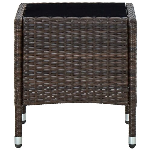 Garden Table Brown 40x40x45cm Poly Rattan - Image 3