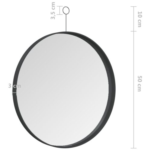 Hanging Mirror with Hook Black 50cm - Image 7