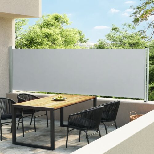 Patio Retractable Side Awning 140x600cm Grey