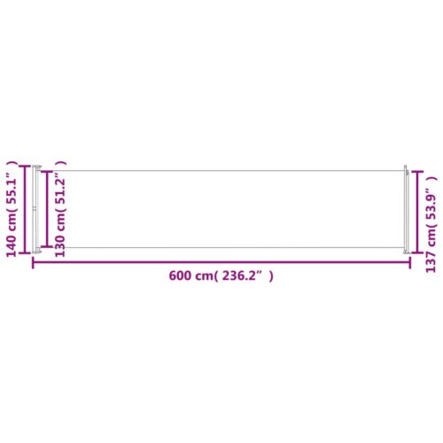Patio Retractable Side Awning 140x600cm Grey - Image 8