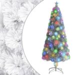 Artificial Pre-lit Christmas Tree White 180cm Fibre Optic
