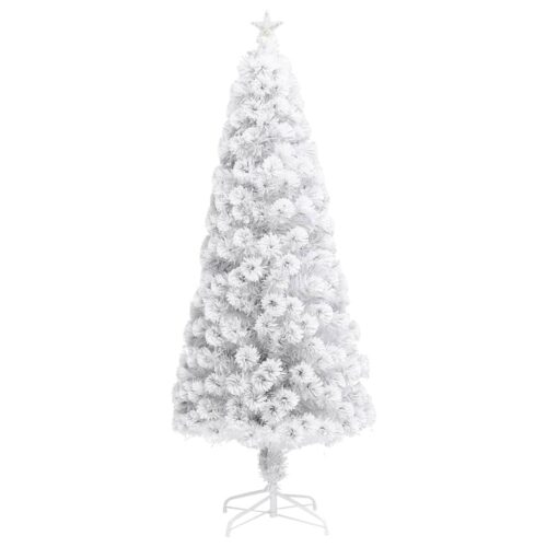 Artificial Pre-lit Christmas Tree White 180cm Fibre Optic - Image 2