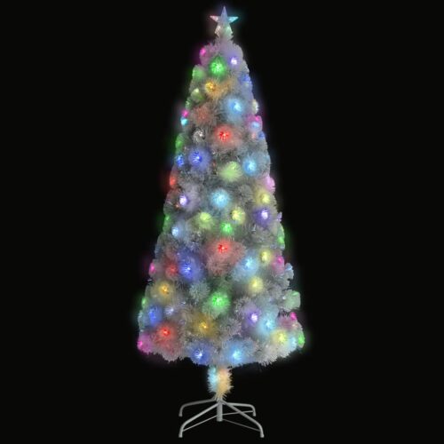Artificial Pre-lit Christmas Tree White 180cm Fibre Optic - Image 3