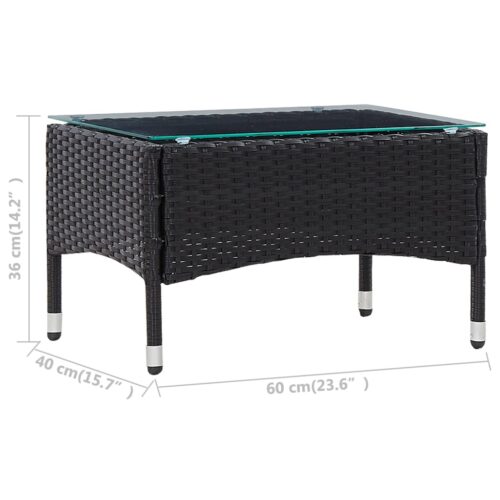 Coffee Table Black 60x40x36cm Poly Rattan - Image 5