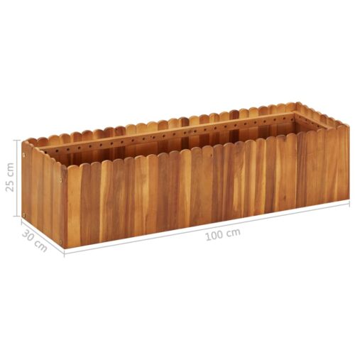 Garden Raised Bed 100x30x25cm Solid Acacia Wood - Image 6
