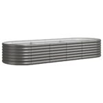 Garden Raised Bed Powder-Coated Steel 224x80x36cm Grey