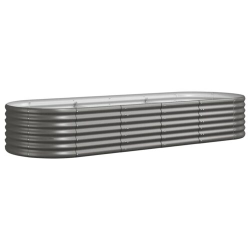 Garden Raised Bed Powder-Coated Steel 224x80x36cm Grey