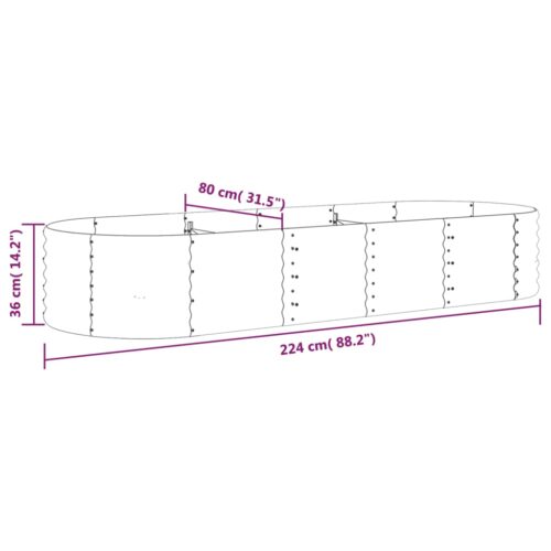 Garden Raised Bed Powder-Coated Steel 224x80x36cm Grey - Image 6