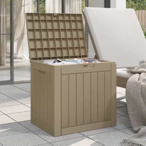 Brown Outdoor Storage Box Garden Patio Deck Shed Tool Container Chest Bench Seat - Image 3