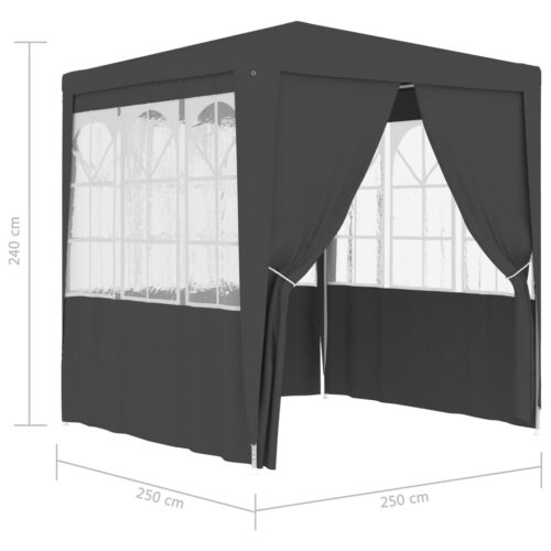Professional Party Tent with Side Walls 2.5x2.5m Anthracite 90 g/m - Image 8