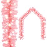 Christmas Garland with LED Lights 10m Pink