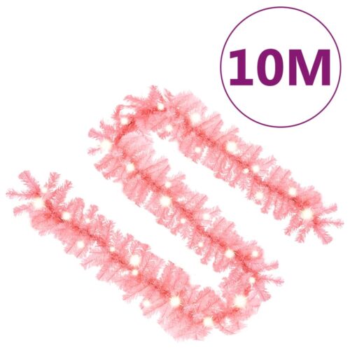 Christmas Garland with LED Lights 10m Pink - Image 7