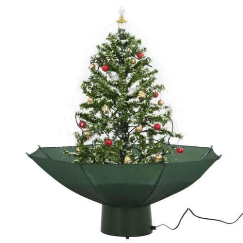 Snowing Christmas Tree with Umbrella Base Green 75cm - Image 2