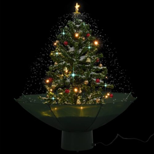 Snowing Christmas Tree with Umbrella Base Green 75cm - Image 3