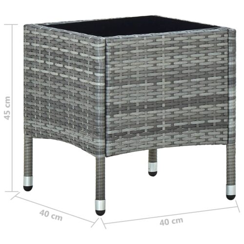 Garden Table Grey 40x40x45cm Poly Rattan - Image 5
