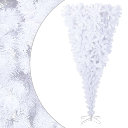Upside-down Artificial Christmas Tree with Stand White 240cm