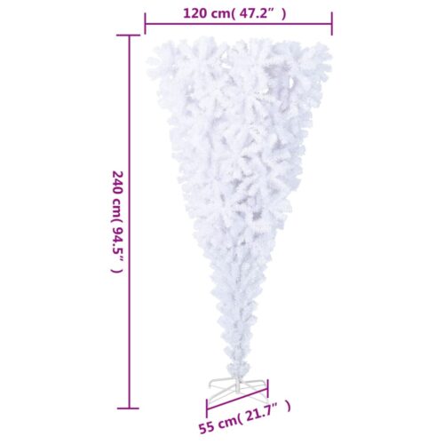 Upside-down Artificial Christmas Tree with Stand White 240cm - Image 6