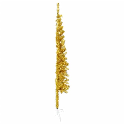 Slim Artificial Half Christmas Tree with Stand Gold 120cm - Image 4