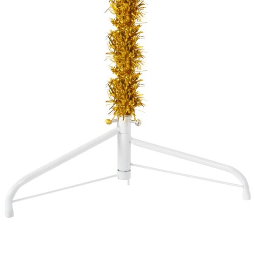 Slim Artificial Half Christmas Tree with Stand Gold 120cm - Image 7