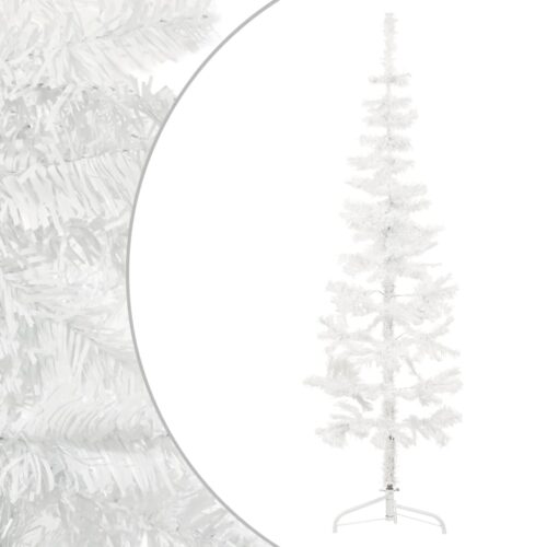 Slim Artificial Half Christmas Tree with Stand White 120cm